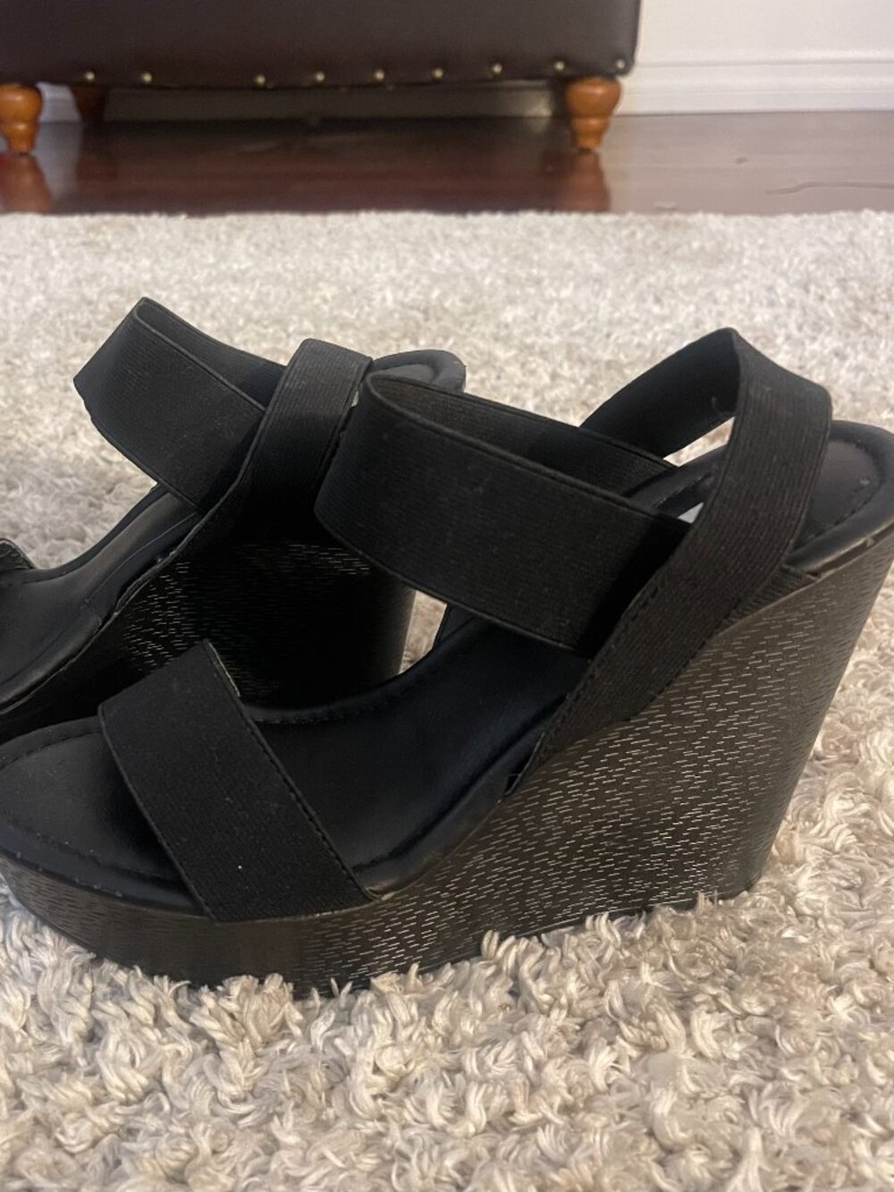 Steve Madden Stina Black Platform Wedge Sandals Size 9.5 - Picture 1 of 8